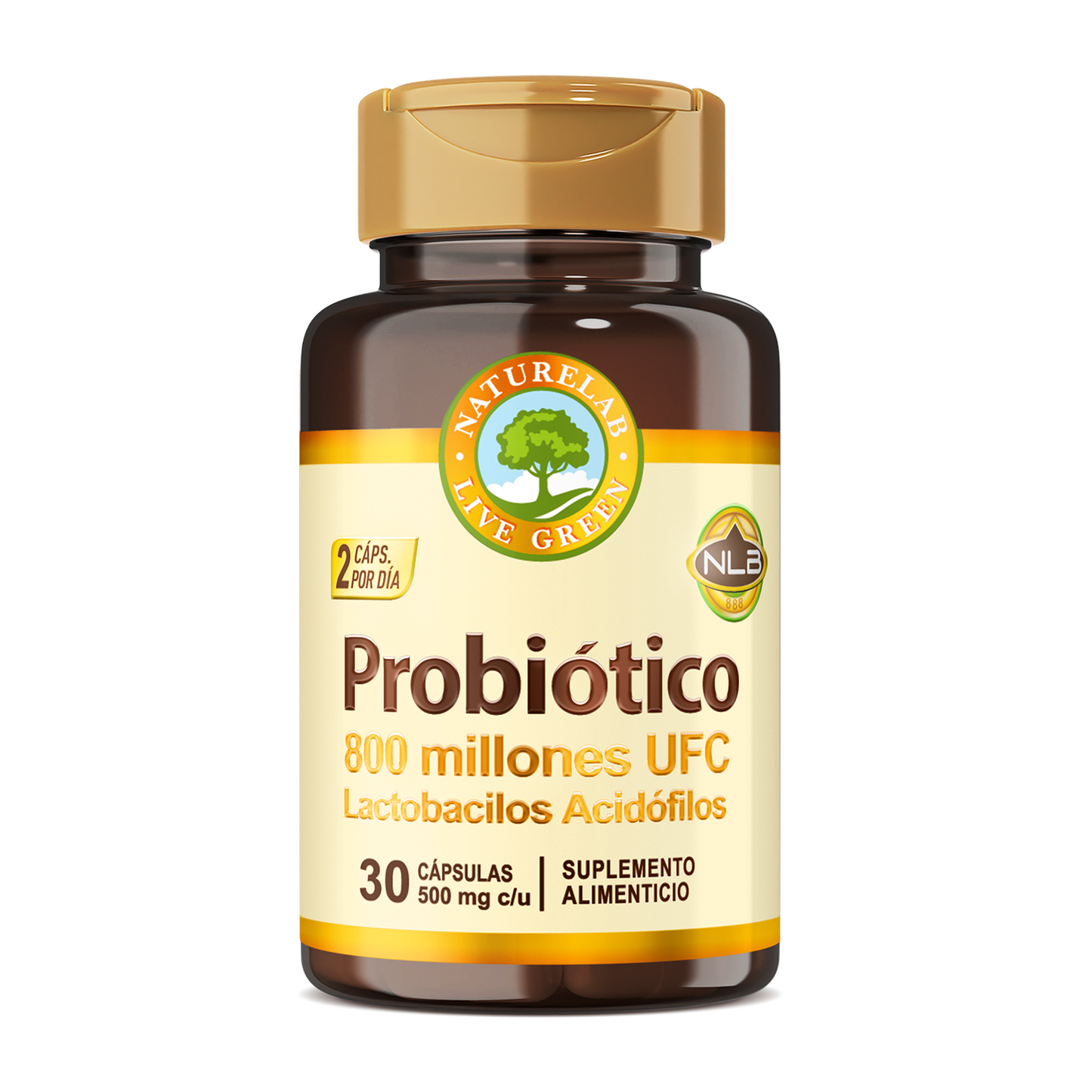 Probiótico 800 millones UFC Lactobacilos Acidofilos Naturelab® 30 Cápsulas